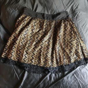 Gold & Black Flare Skirt